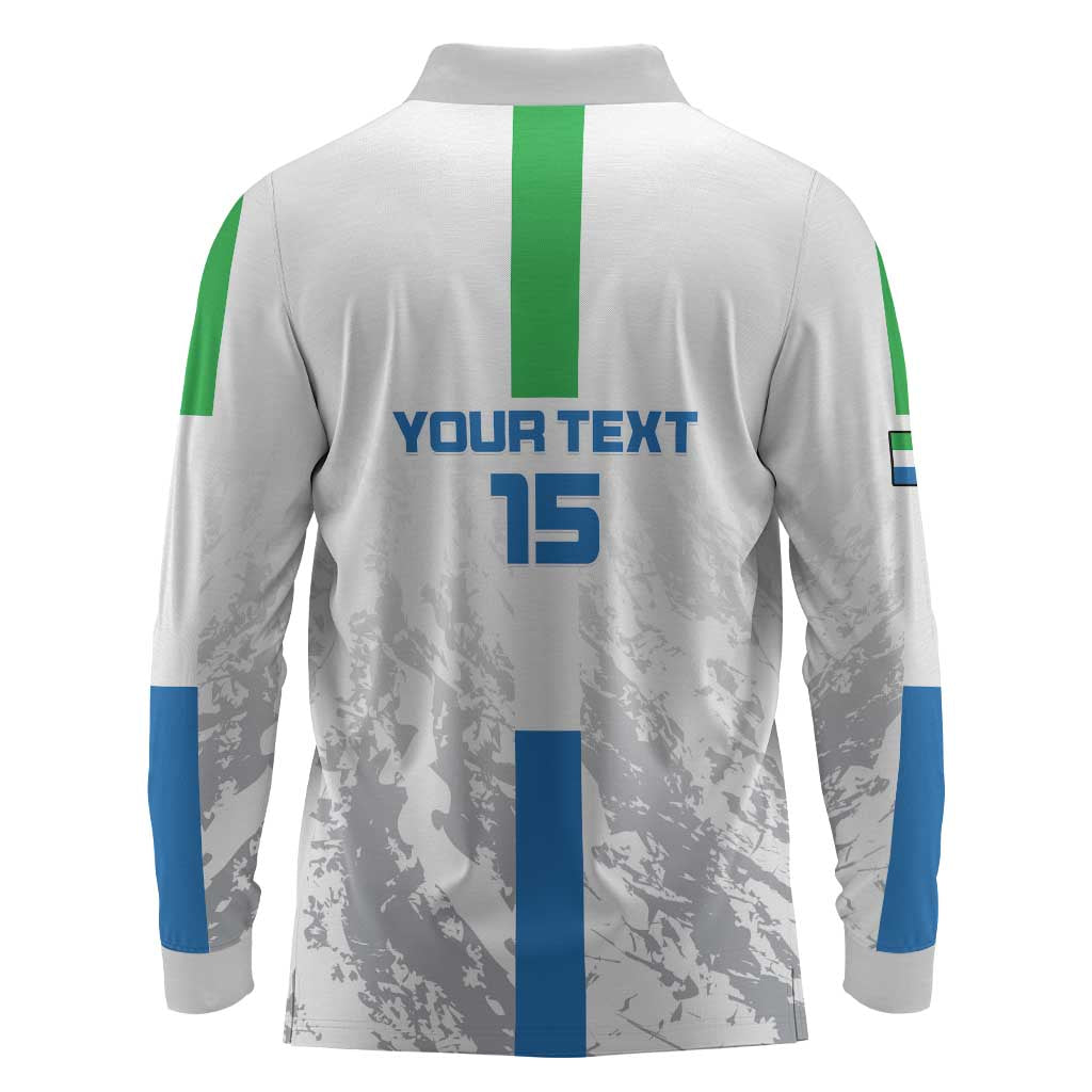 Custom Sierra Leone Football Long Sleeve Polo Shirt Grunge Style