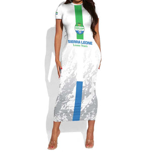 Custom Sierra Leone Football Short Sleeve Bodycon Dress Grunge Style LT15
