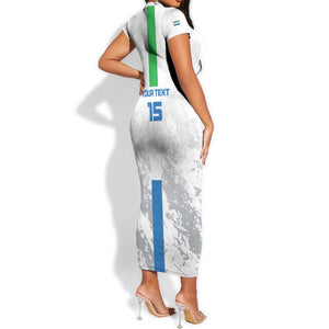 Custom Sierra Leone Football Short Sleeve Bodycon Dress Grunge Style LT15