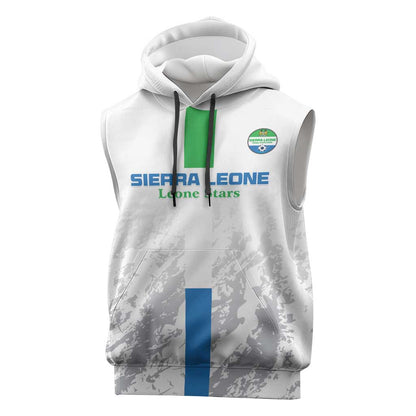 Custom Sierra Leone Football Sleeveless Hoodie Grunge Style - African Pride