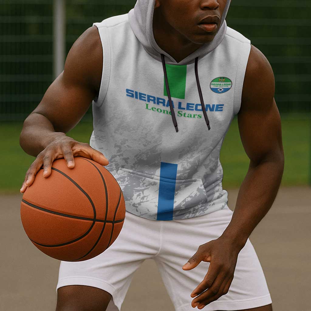 Custom Sierra Leone Football Sleeveless Hoodie Grunge Style - African Pride