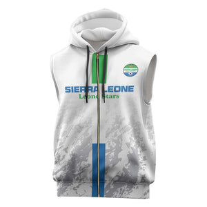 Custom Sierra Leone Football Sleeveless Zip Hoodie Grunge Style - African Pride