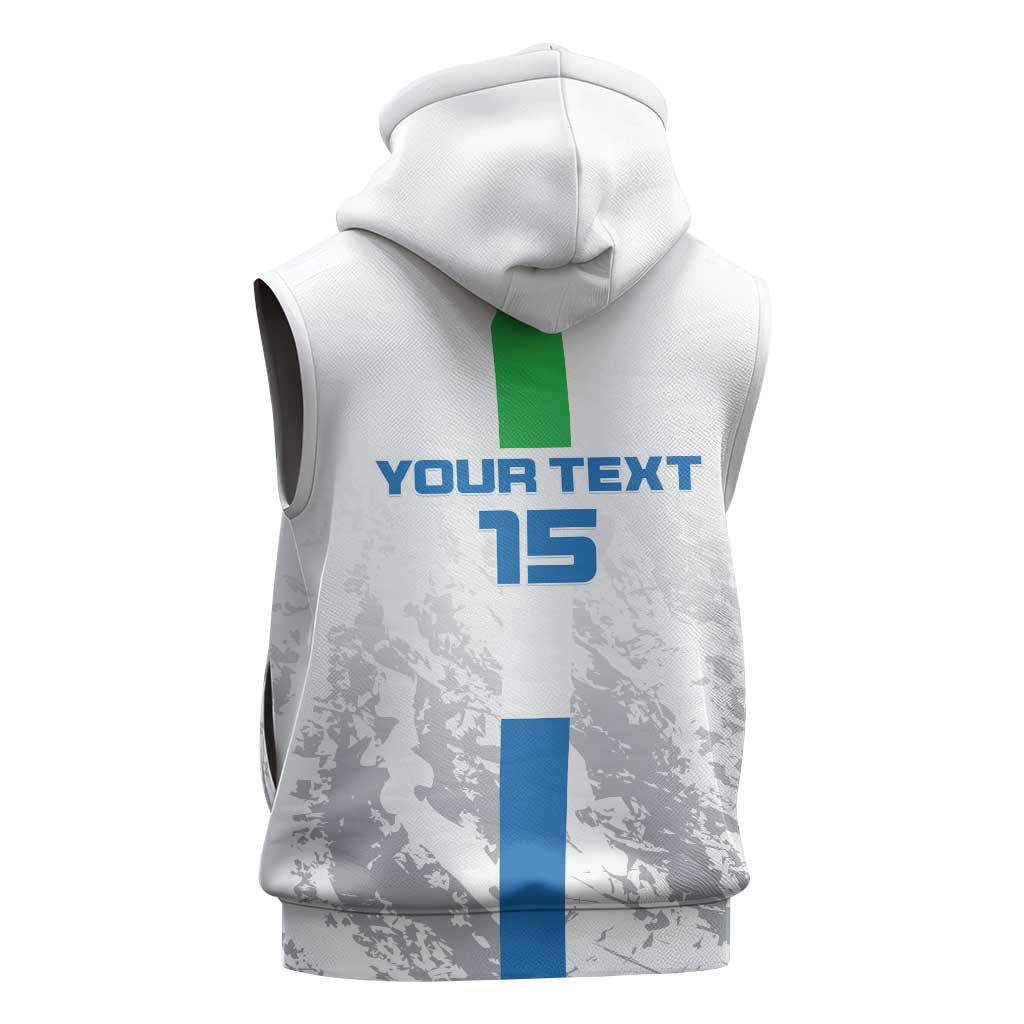 Custom Sierra Leone Football Sleeveless Zip Hoodie Grunge Style - African Pride