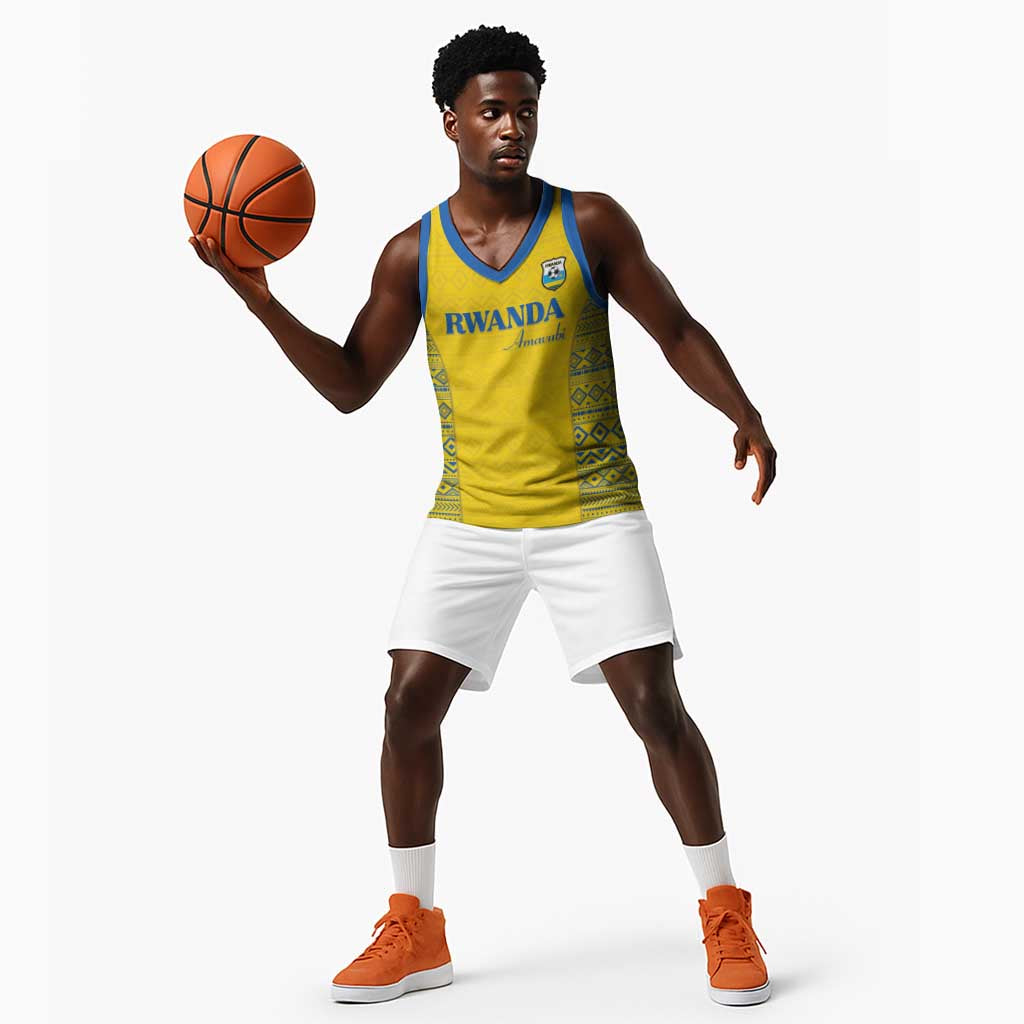 Rwanda Football Custom Basketball Jersey Stand With Amavubi - Yellow - African Pride