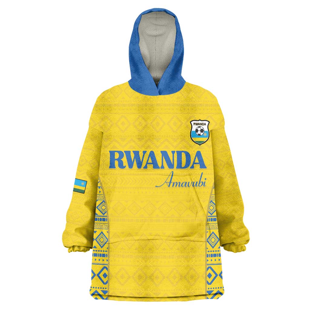 Rwanda Football Custom Kid Wearable Blanket Hoodie Stand With Amavubi - Yellow - African Pride
