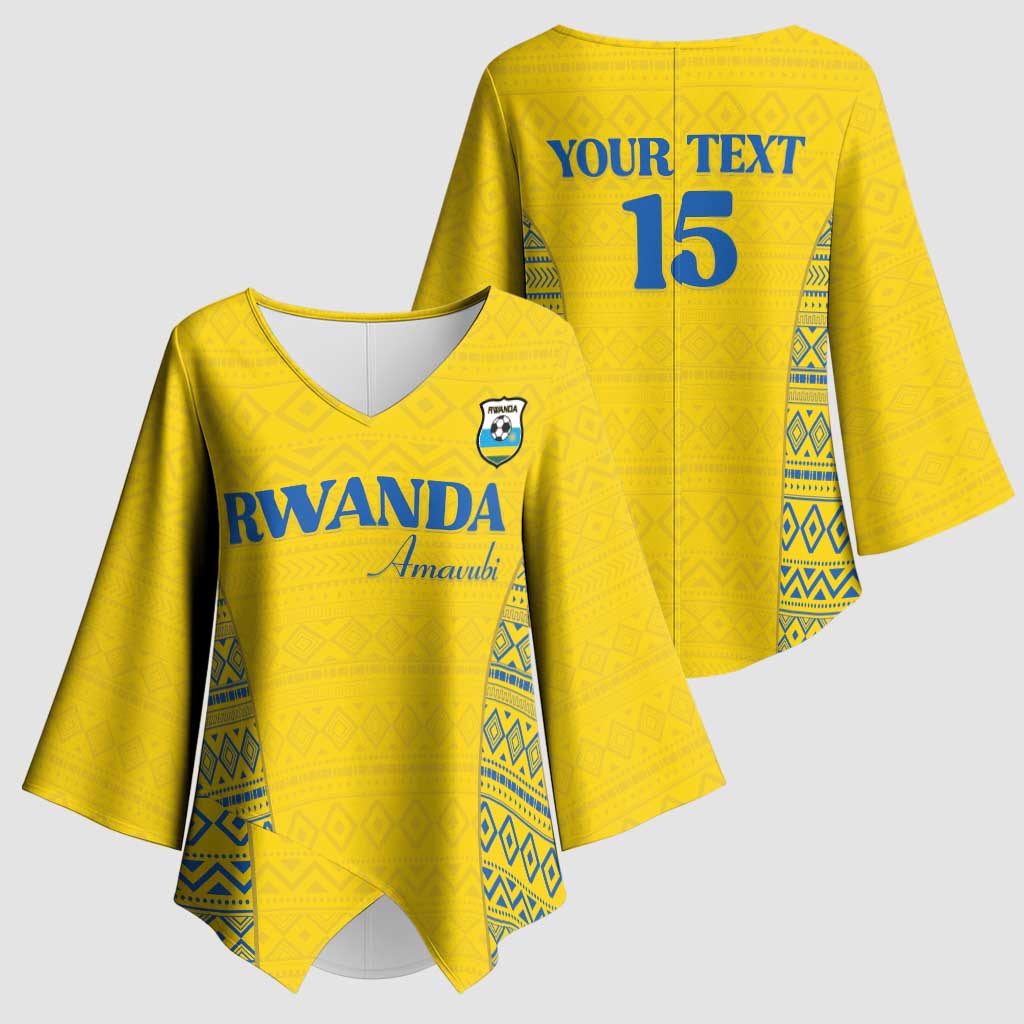 Rwanda Football Custom Kimono Sleeve Blouse Stand With Amavubi - Yellow - African Pride