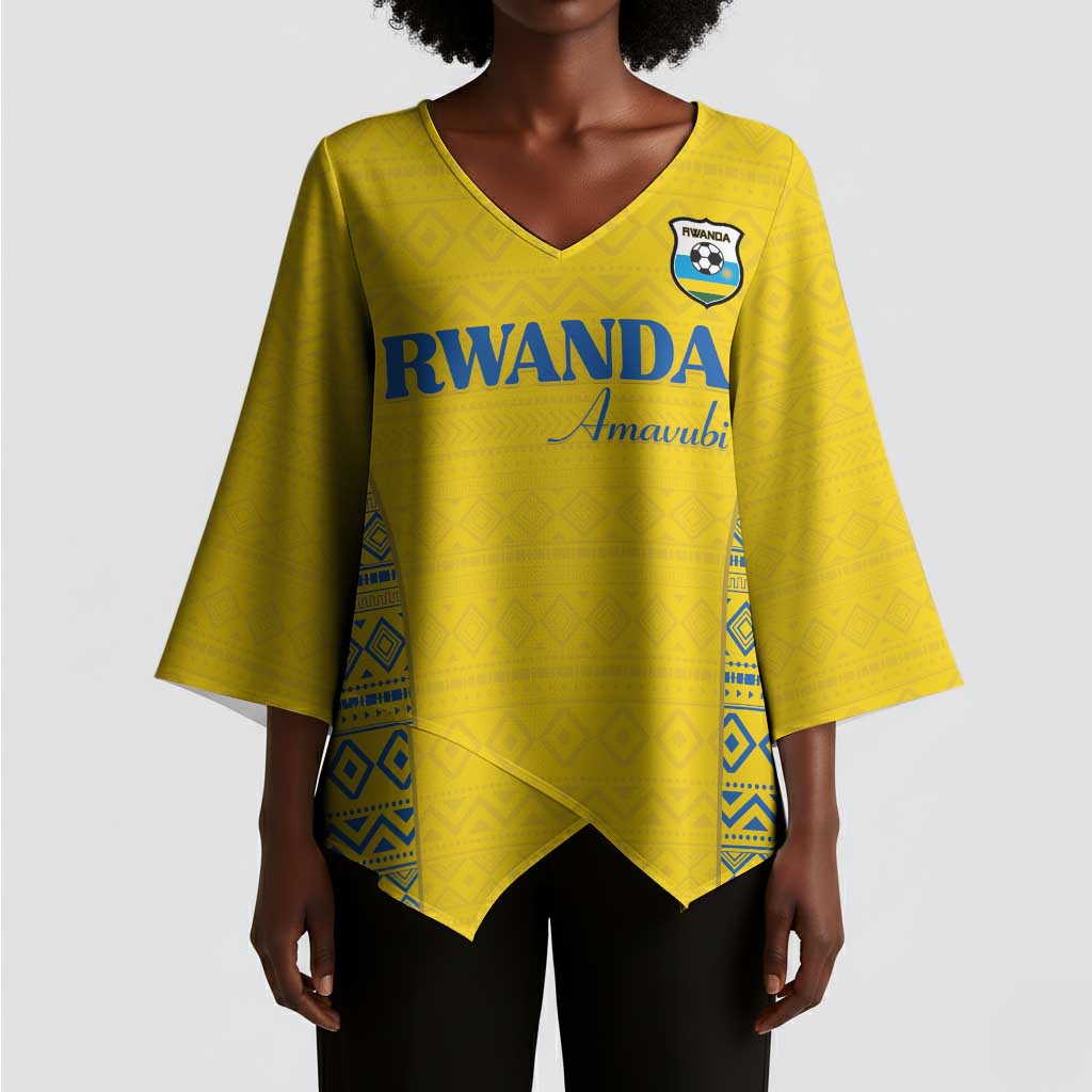 Rwanda Football Custom Kimono Sleeve Blouse Stand With Amavubi - Yellow - African Pride