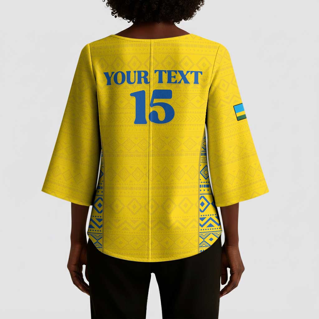 Rwanda Football Custom Kimono Sleeve Blouse Stand With Amavubi - Yellow - African Pride