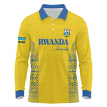 Rwanda Football Custom Long Sleeve Polo Shirt Stand With Amavubi - Yellow - African Pride