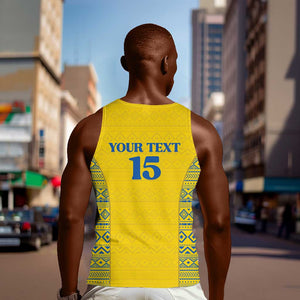 Rwanda Football Custom Men Tank Top Stand With Amavubi - Yellow - African Pride