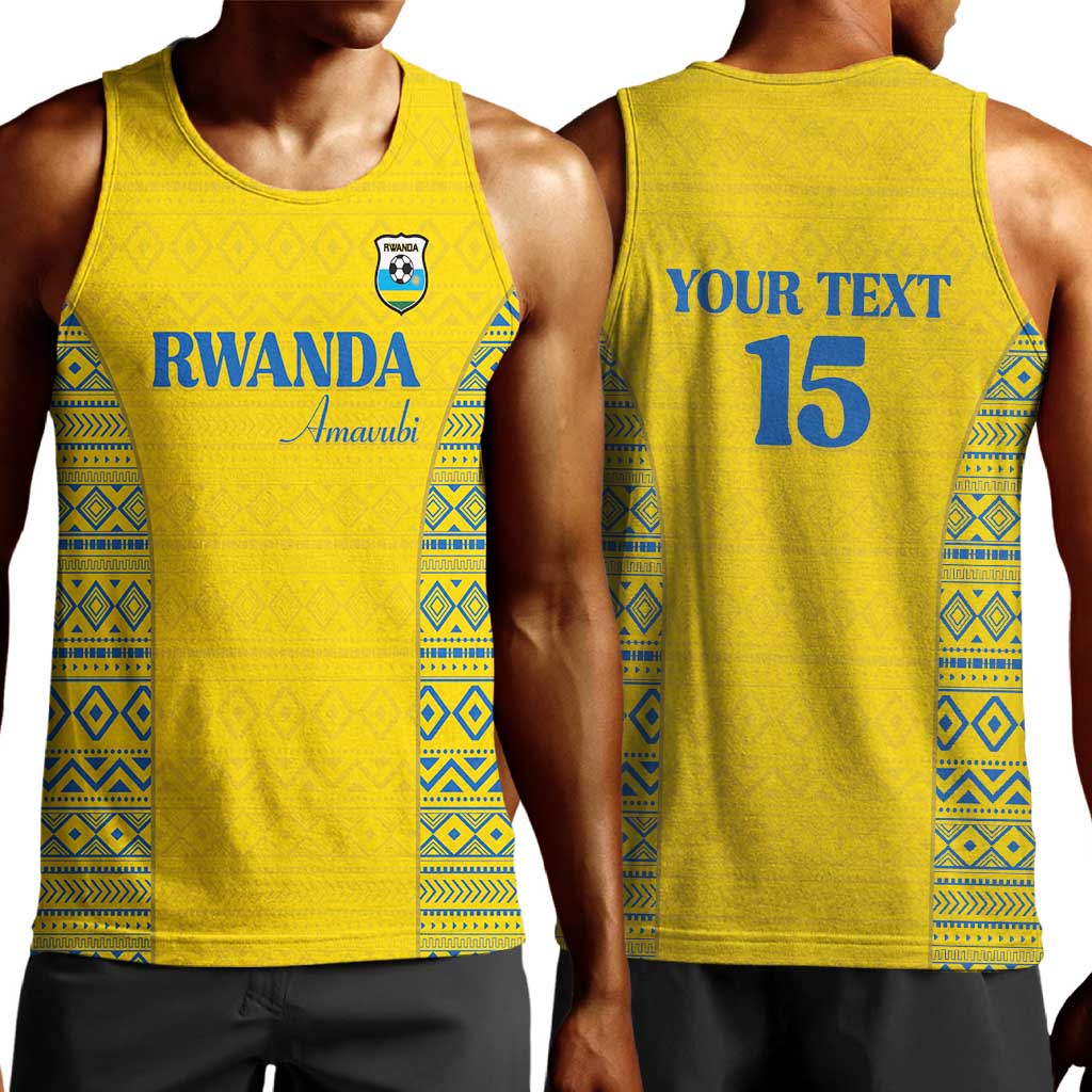 Rwanda Football Custom Men Tank Top Stand With Amavubi - Yellow - African Pride