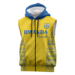 Rwanda Football Custom Sleeveless Zip Hoodie Stand With Amavubi - Yellow - African Pride
