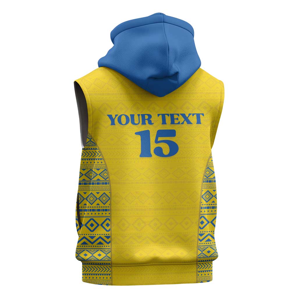 Rwanda Football Custom Sleeveless Zip Hoodie Stand With Amavubi - Yellow - African Pride