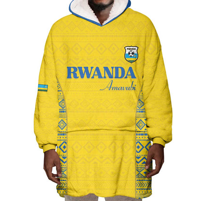 Rwanda Football Custom Wearable Blanket Hoodie Stand With Amavubi - Yellow - African Pride