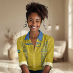 Rwanda Football Custom Women Casual Shirt Stand With Amavubi - Yellow - African Pride