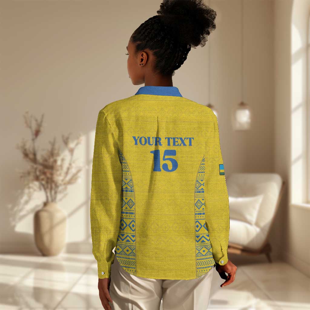 Rwanda Football Custom Women Casual Shirt Stand With Amavubi - Yellow - African Pride