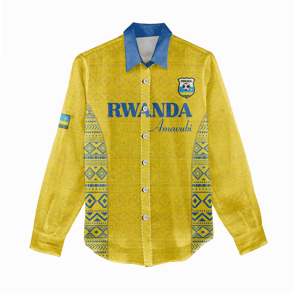 Rwanda Football Custom Women Casual Shirt Stand With Amavubi - Yellow - African Pride