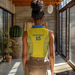 Rwanda Football Custom Women Sleeveless Polo Shirt Stand With Amavubi - Yellow - African Pride