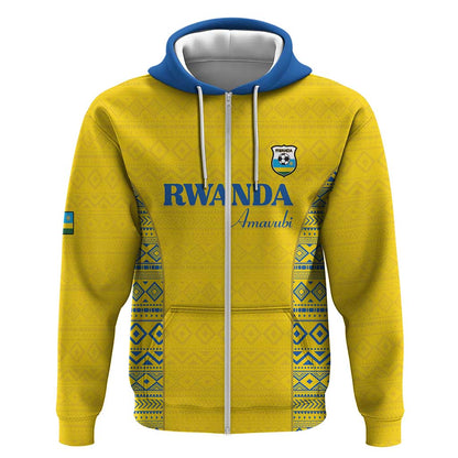 Rwanda Football Custom Zip Hoodie Stand With Amavubi - Yellow - African Pride