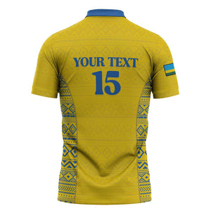 Rwanda Football Custom Zipper Polo Shirt Stand With Amavubi - Yellow - African Pride