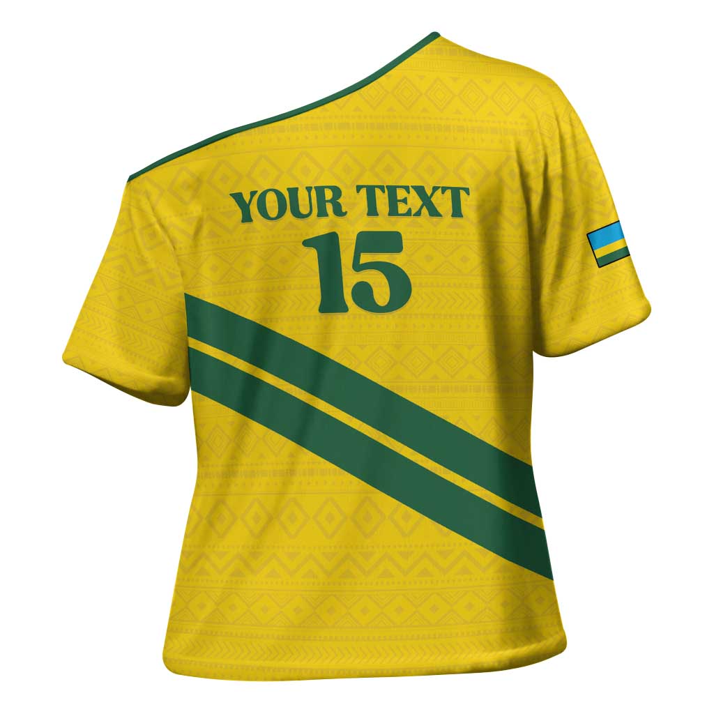 Custom Rwanda Football Cross Shoulder Shirt Pride Of Rwanda - Yellow - African Pride