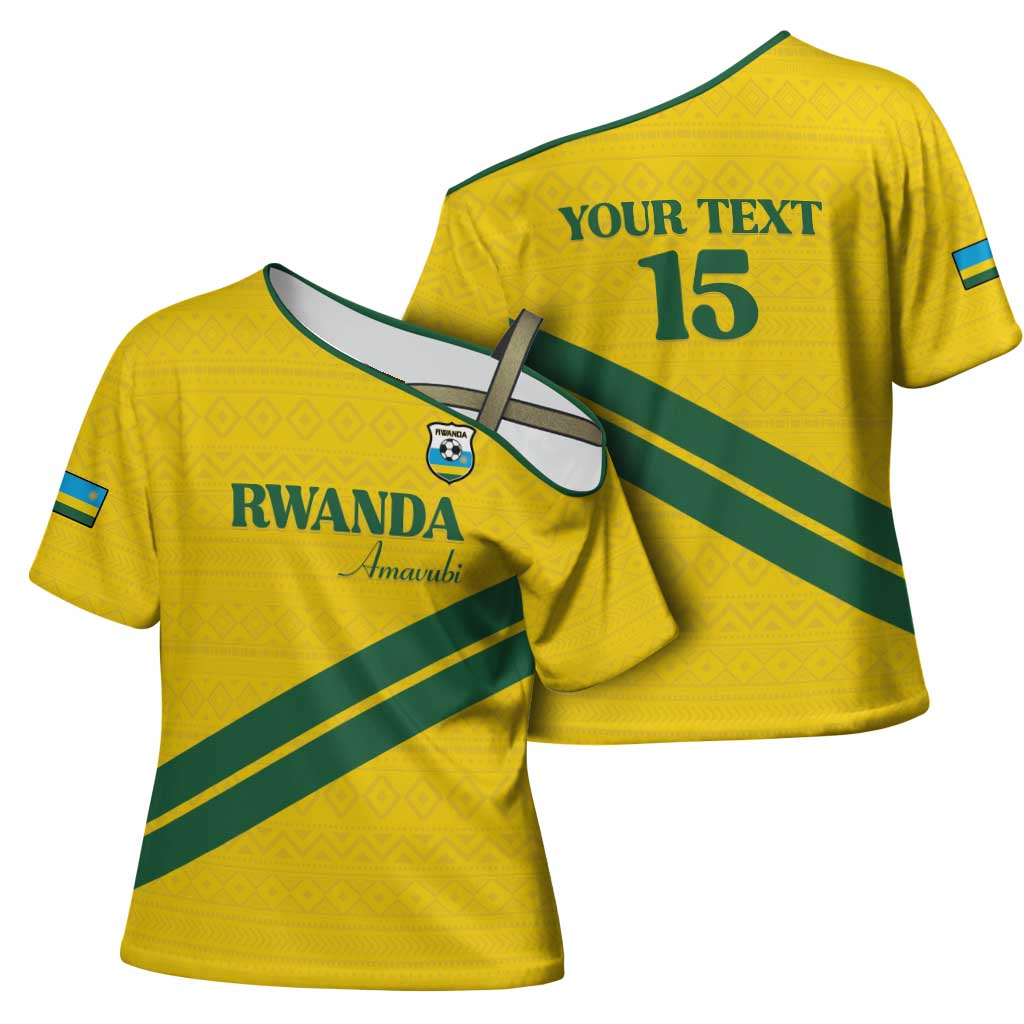 Custom Rwanda Football Cross Shoulder Shirt Pride Of Rwanda - Yellow - African Pride