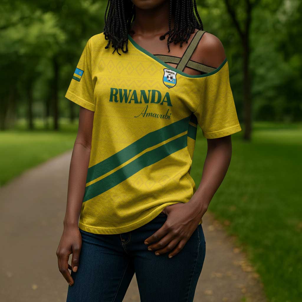 Custom Rwanda Football Cross Shoulder Shirt Pride Of Rwanda - Yellow - African Pride