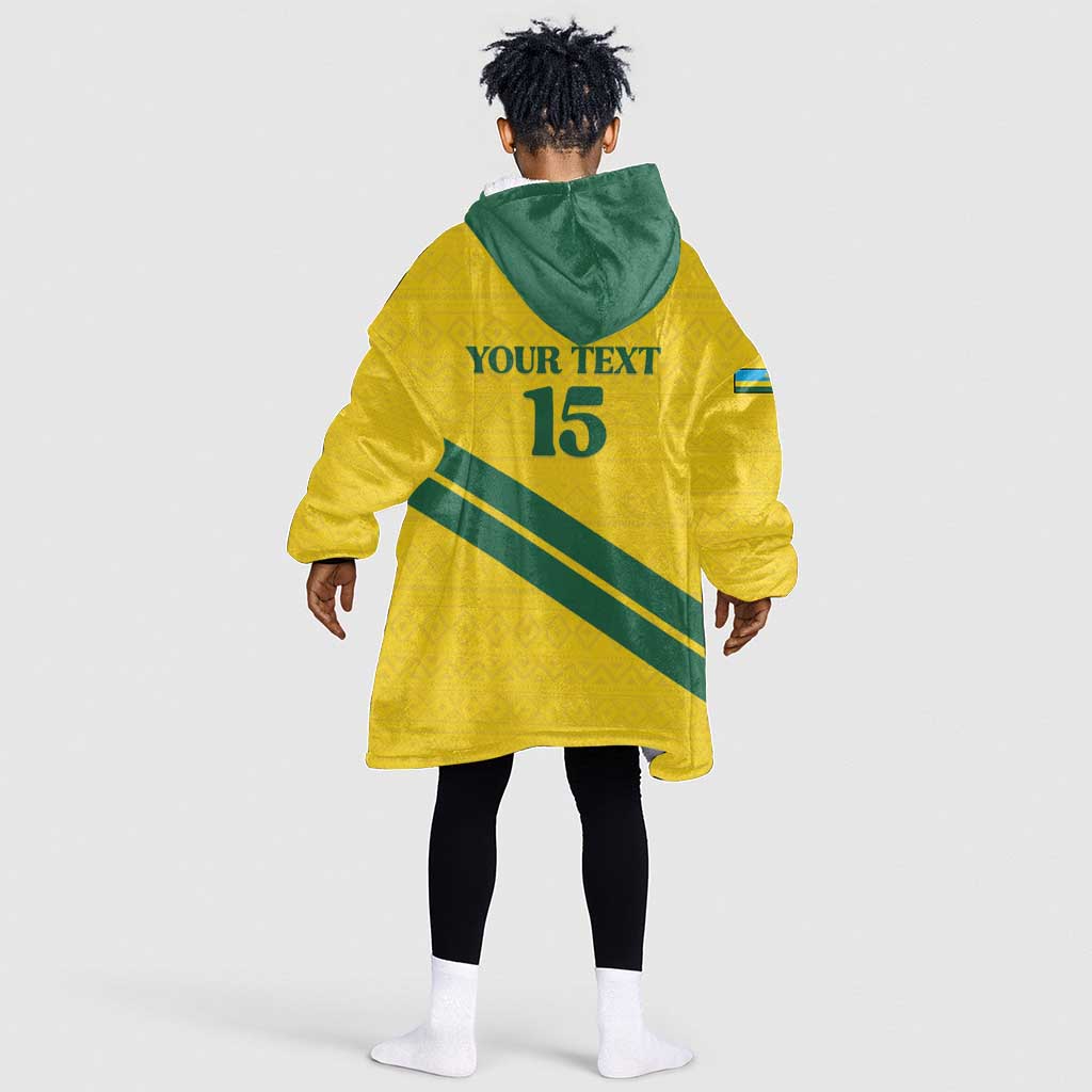 Custom Rwanda Football Kid Wearable Blanket Hoodie Pride Of Rwanda - Yellow - African Pride