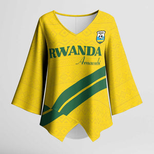 Custom Rwanda Football Kimono Sleeve Blouse Pride Of Rwanda - Yellow - African Pride