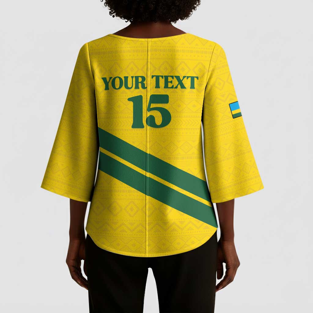 Custom Rwanda Football Kimono Sleeve Blouse Pride Of Rwanda - Yellow - African Pride