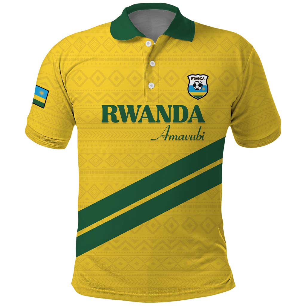 Custom Rwanda Football Polo Shirt Pride Of Rwanda - Yellow LT15