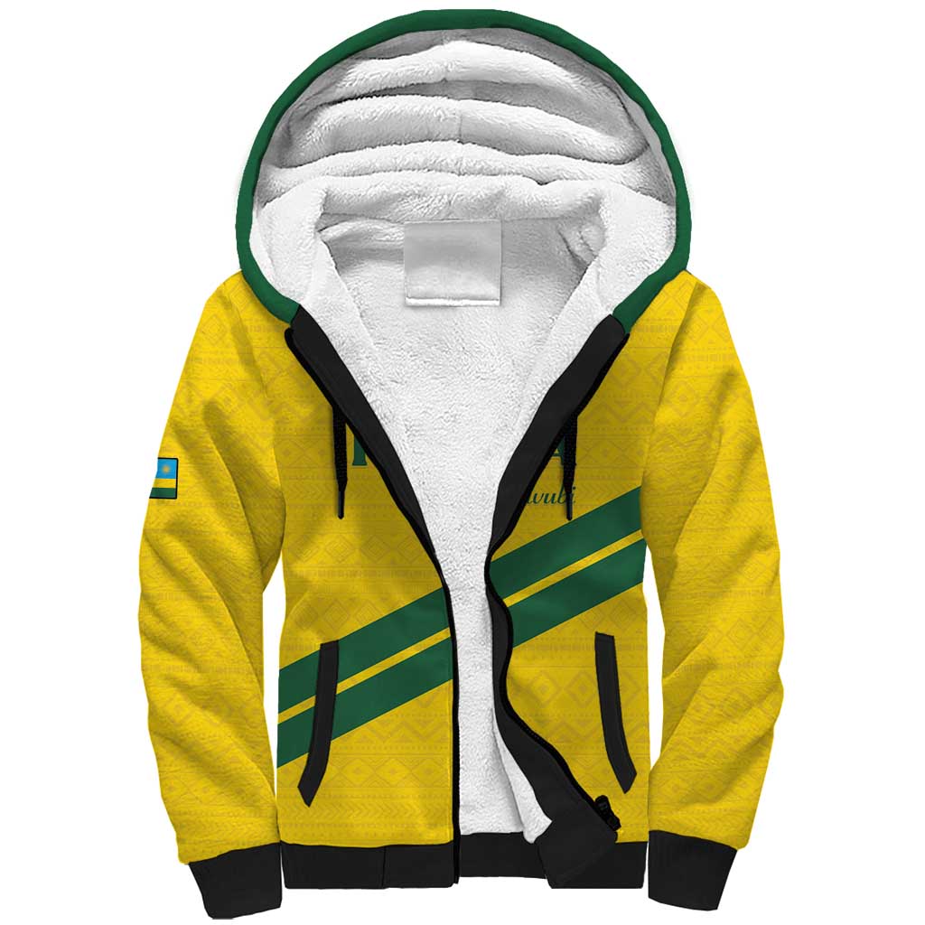 Custom Rwanda Football Sherpa Hoodie Pride Of Rwanda - Yellow - African Pride