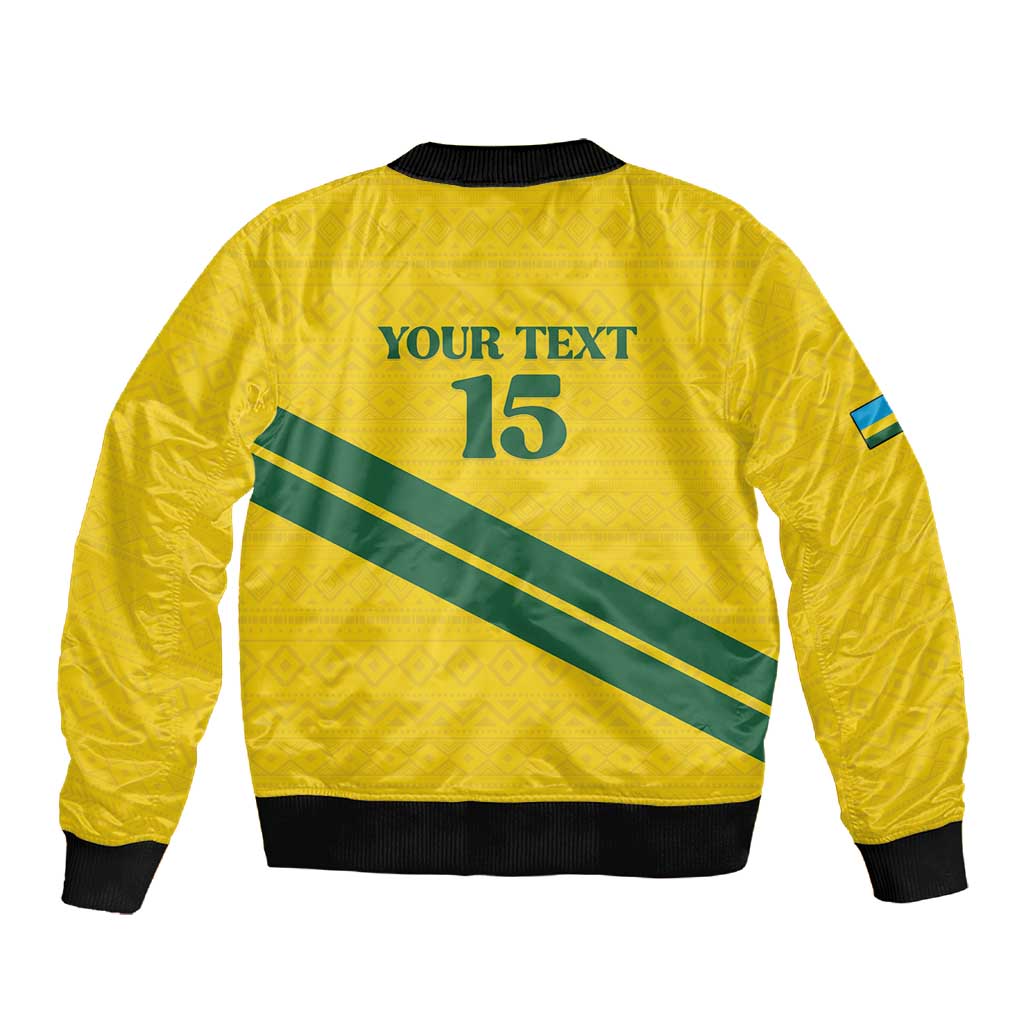 Custom Rwanda Football Sleeve Zip Bomber Jacket Pride Of Rwanda - Yellow - African Pride
