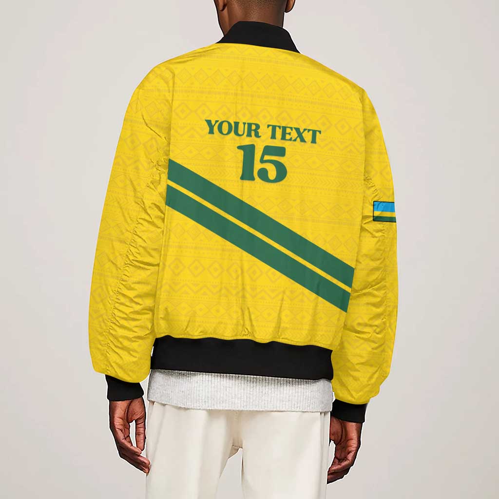 Custom Rwanda Football Sleeve Zip Bomber Jacket Pride Of Rwanda - Yellow - African Pride