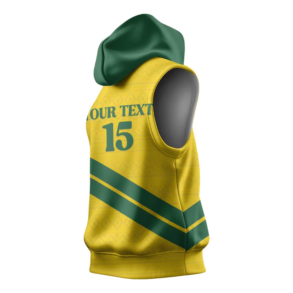 Custom Rwanda Football Sleeveless Hoodie Pride Of Rwanda - Yellow - African Pride