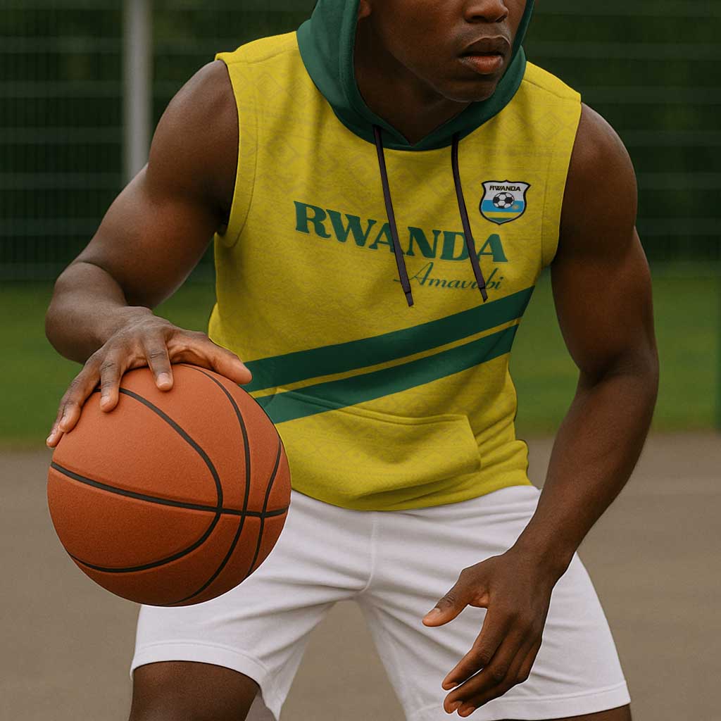 Custom Rwanda Football Sleeveless Hoodie Pride Of Rwanda - Yellow - African Pride