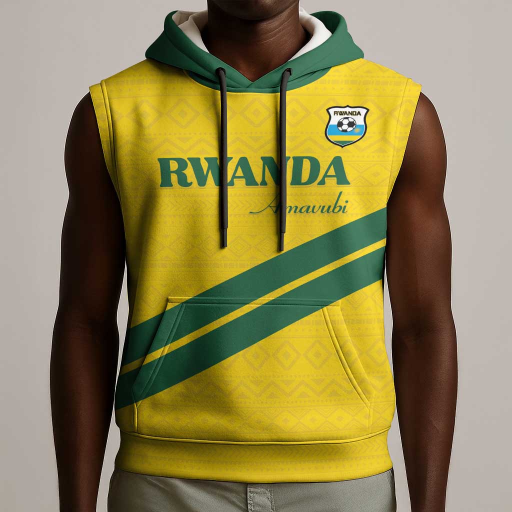 Custom Rwanda Football Sleeveless Hoodie Pride Of Rwanda - Yellow - African Pride