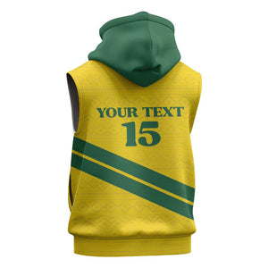 Custom Rwanda Football Sleeveless Zip Hoodie Pride Of Rwanda - Yellow - African Pride