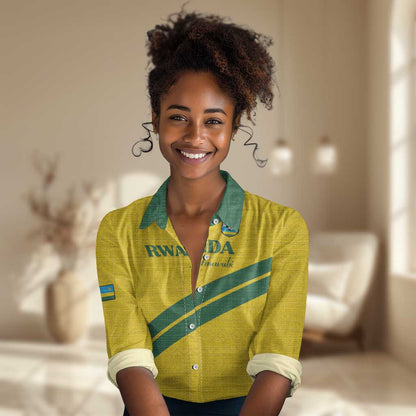 Custom Rwanda Football Women Casual Shirt Pride Of Rwanda - Yellow - African Pride