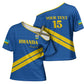 Custom Rwanda Football Cross Shoulder Shirt Pride Of Rwanda - Blue - African Pride
