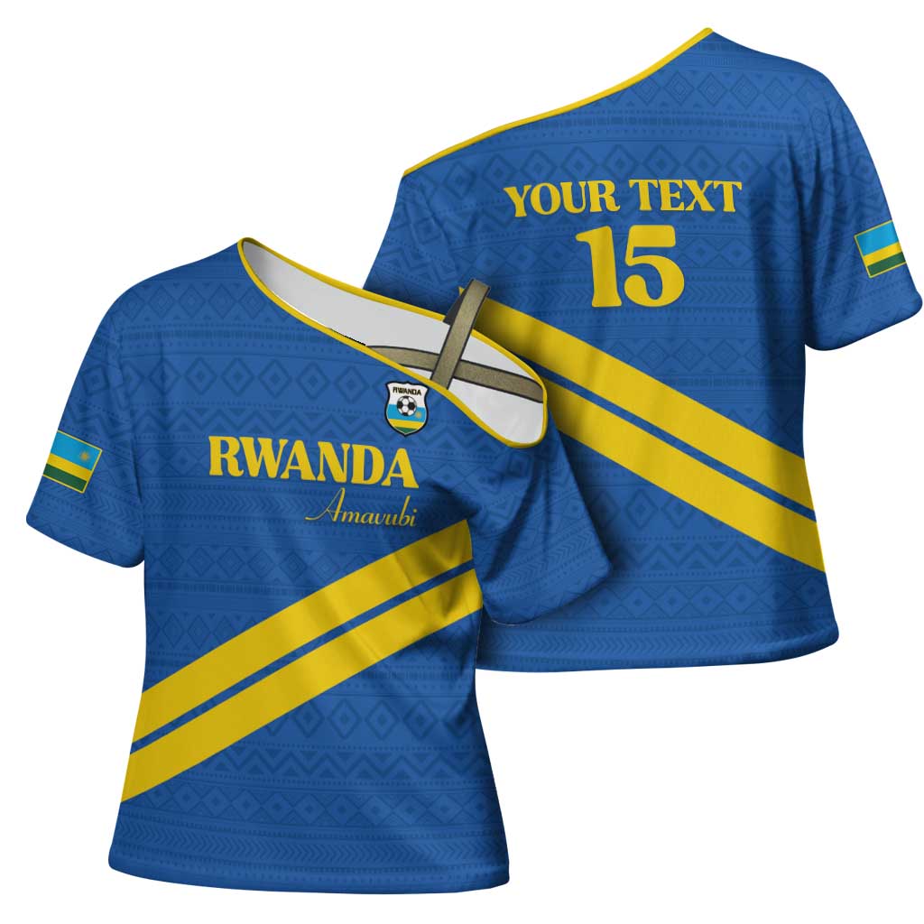 Custom Rwanda Football Cross Shoulder Shirt Pride Of Rwanda - Blue - African Pride