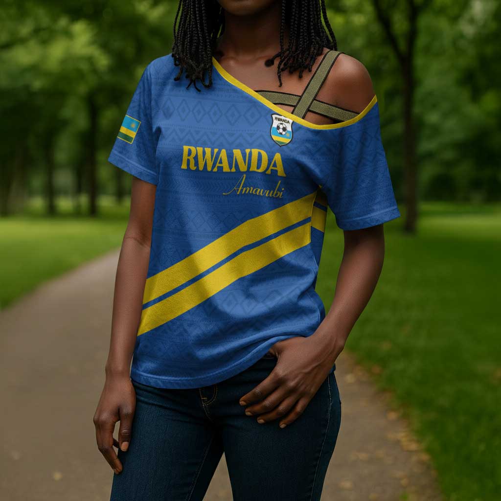 Custom Rwanda Football Cross Shoulder Shirt Pride Of Rwanda - Blue - African Pride