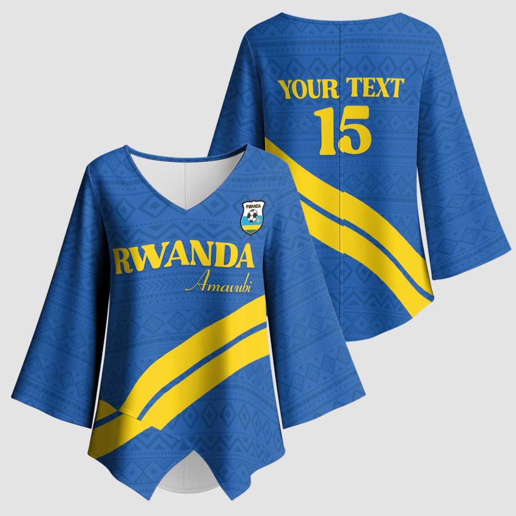 Custom Rwanda Football Kimono Sleeve Blouse Pride Of Rwanda - Blue - African Pride