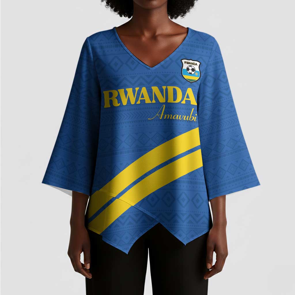 Custom Rwanda Football Kimono Sleeve Blouse Pride Of Rwanda - Blue - African Pride