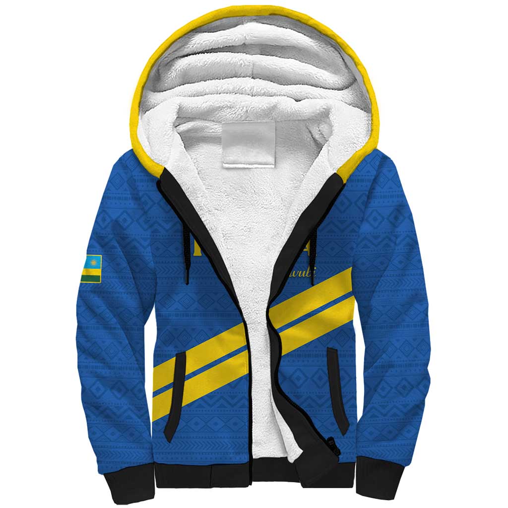 Custom Rwanda Football Sherpa Hoodie Pride Of Rwanda - Blue - African Pride