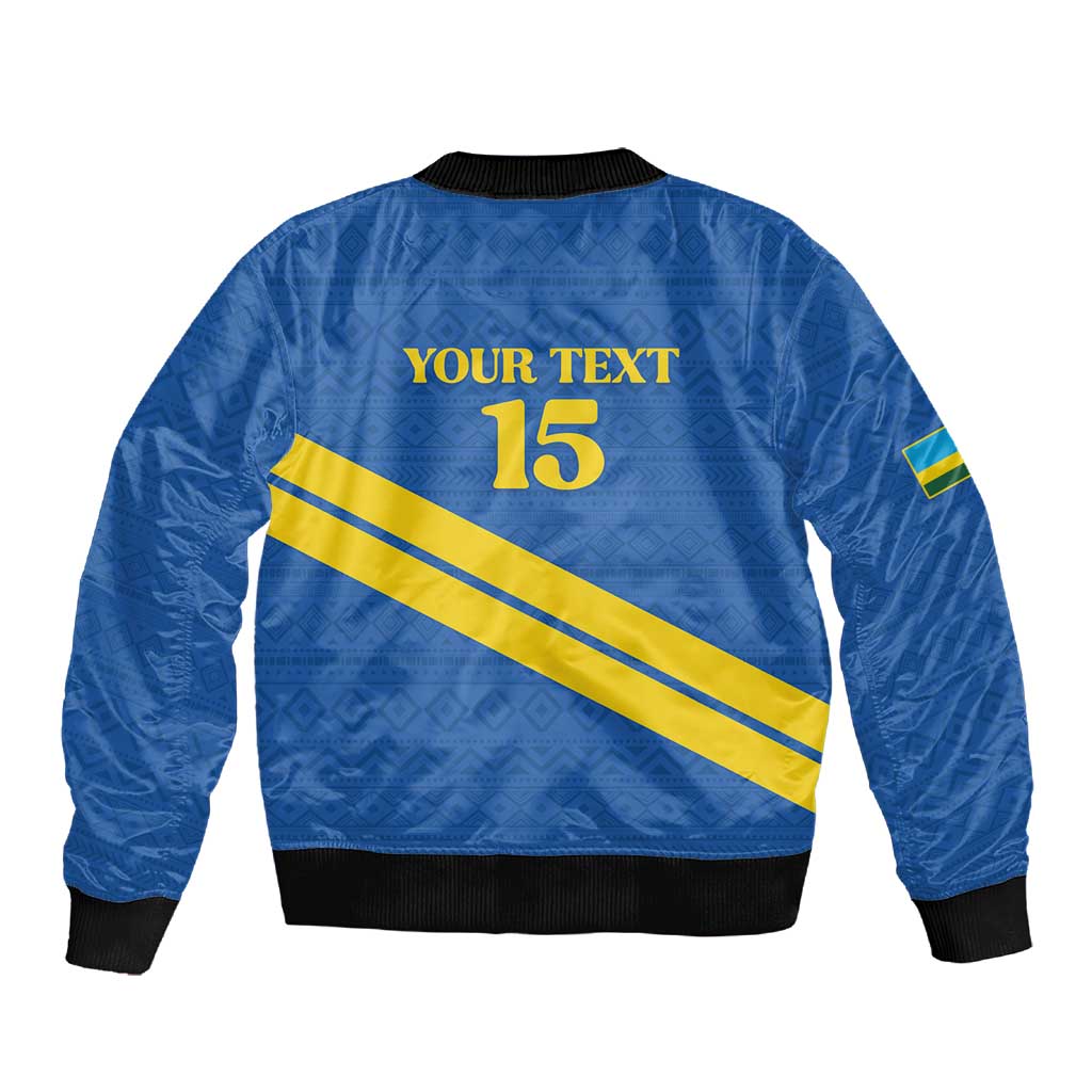Custom Rwanda Football Sleeve Zip Bomber Jacket Pride Of Rwanda - Blue - African Pride