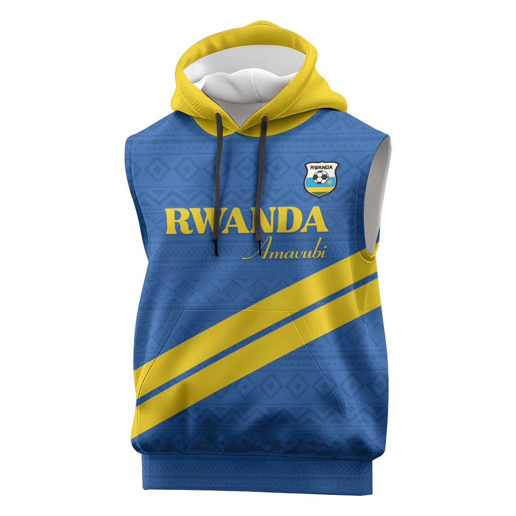 Custom Rwanda Football Sleeveless Hoodie Pride Of Rwanda - Blue - African Pride
