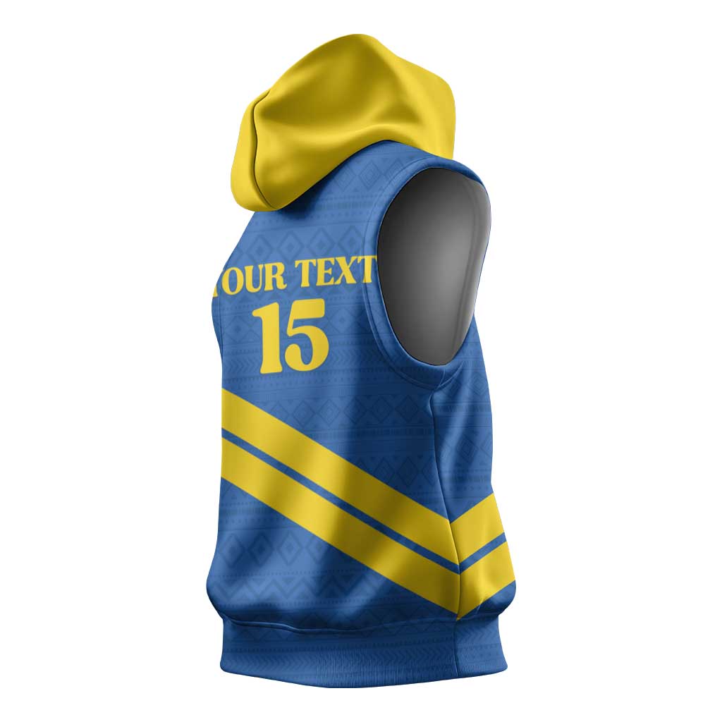 Custom Rwanda Football Sleeveless Hoodie Pride Of Rwanda - Blue - African Pride