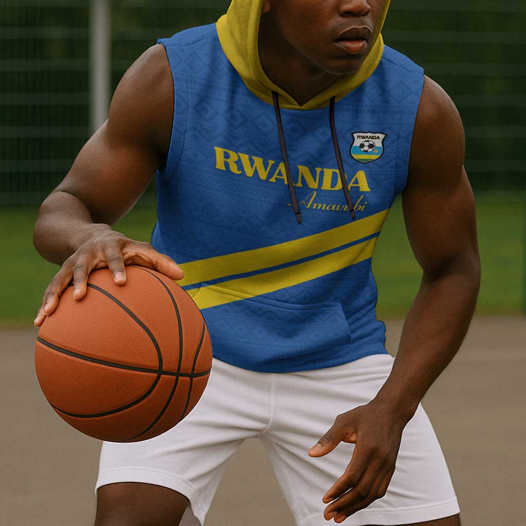 Custom Rwanda Football Sleeveless Hoodie Pride Of Rwanda - Blue - African Pride