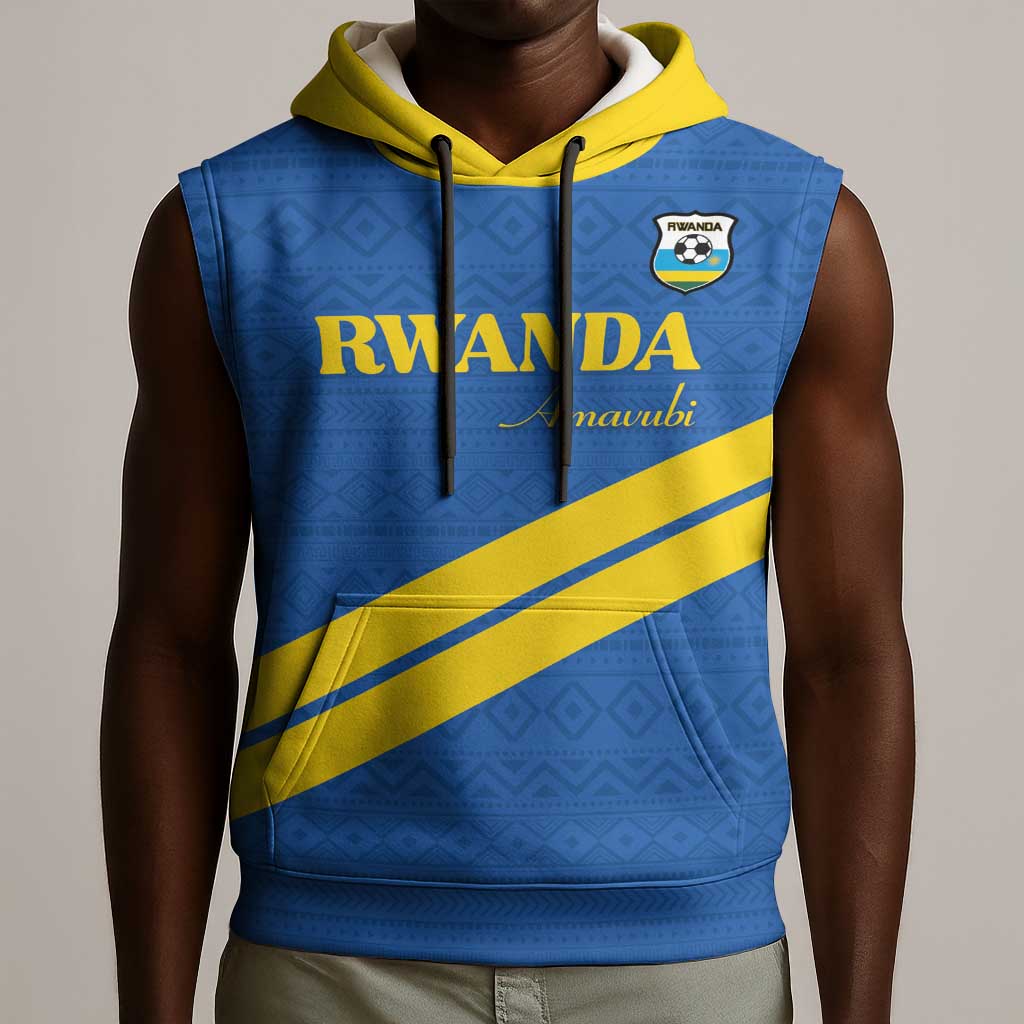 Custom Rwanda Football Sleeveless Hoodie Pride Of Rwanda - Blue - African Pride